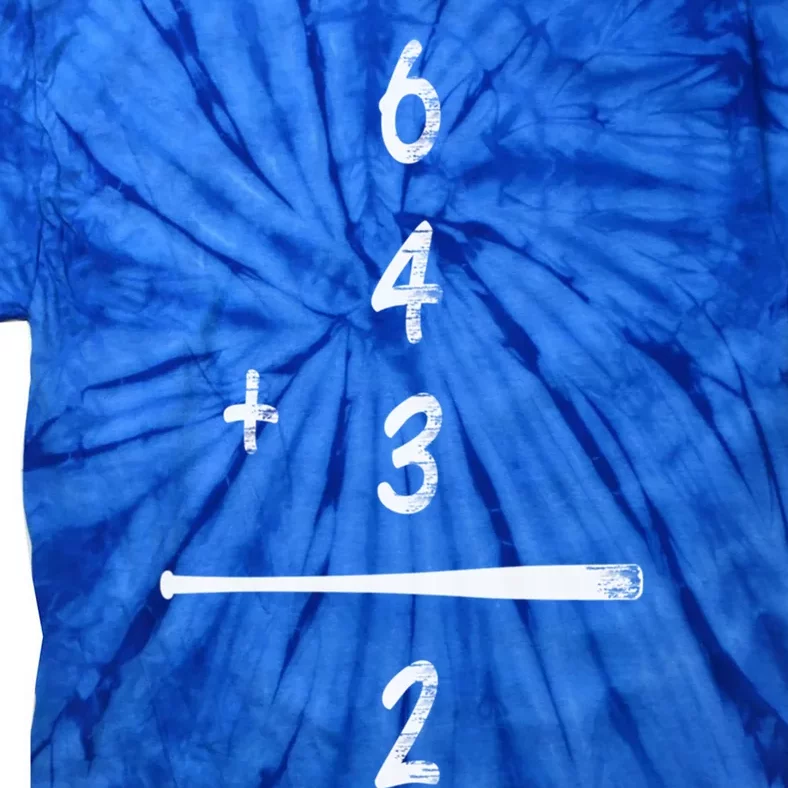 Baseball Math 6 4 3 2 Double Play Cute Gift Softball Game Gift Tie-Dye T-Shirt