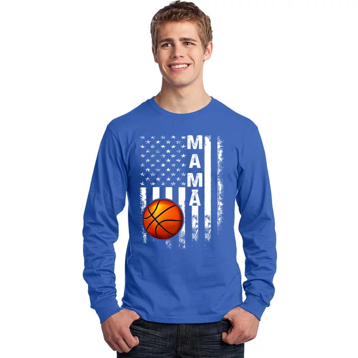 Basketball Mama American Flag Vintage Christmas Xmas Gift Tall Long Sleeve T-Shirt