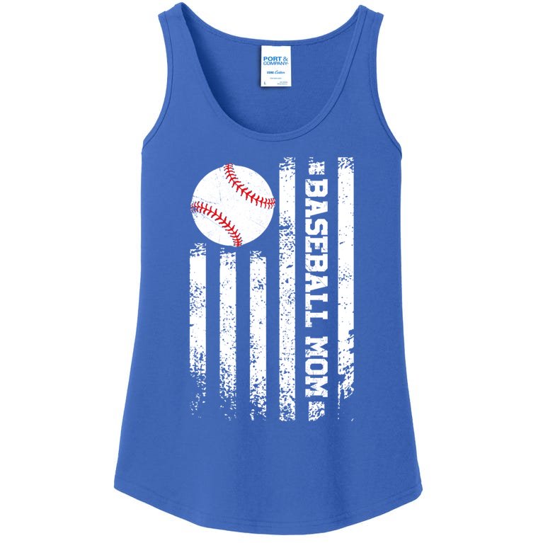 Baseball Mom America Us Flag Mother's Day Mothers Women Mom Cute Gift Ladies Essential Tank