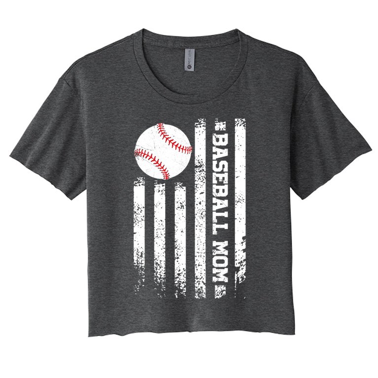 Baseball Mom America Us Flag Mother's Day Mothers Women Mom Cute Gift Women's Crop Top Tee