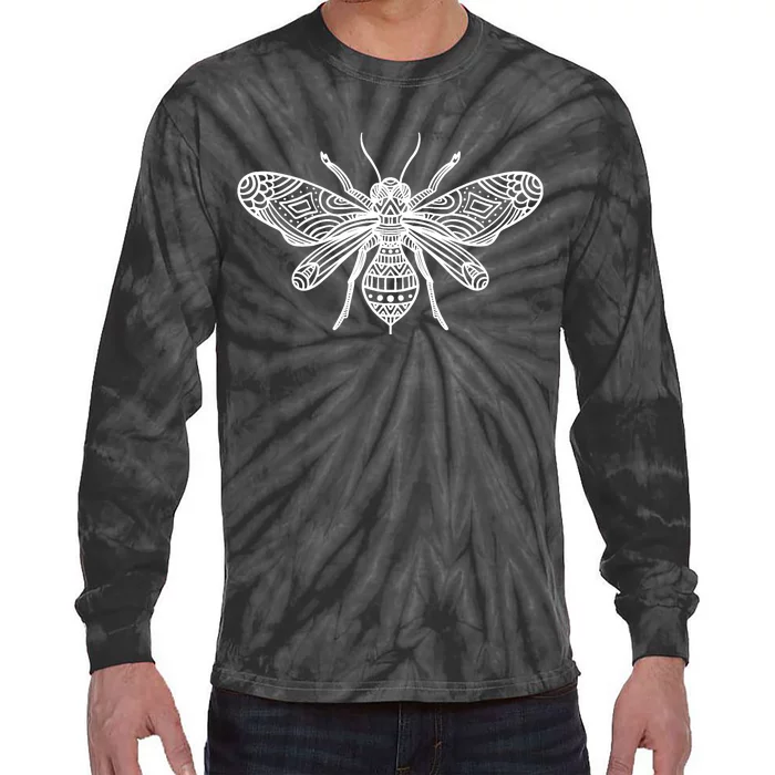 Bee Mandala Art Pattern Insect Beekeeper Gift Tie-Dye Long Sleeve Shirt