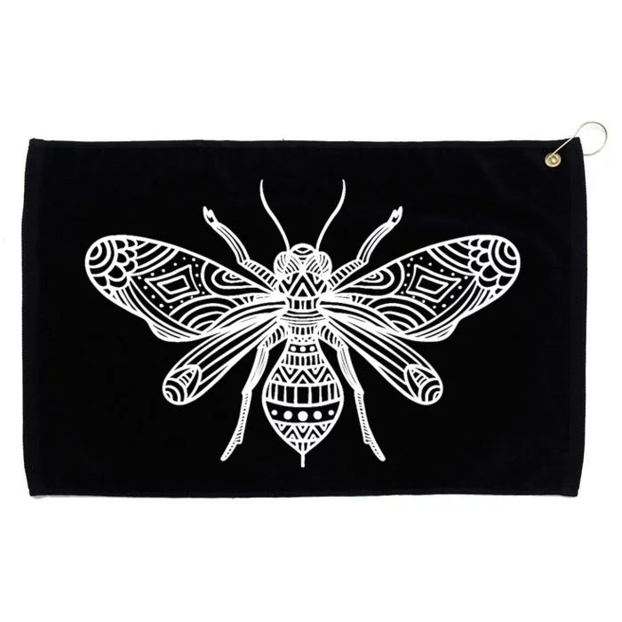 Bee Mandala Art Pattern Insect Beekeeper Gift Grommeted Golf Towel