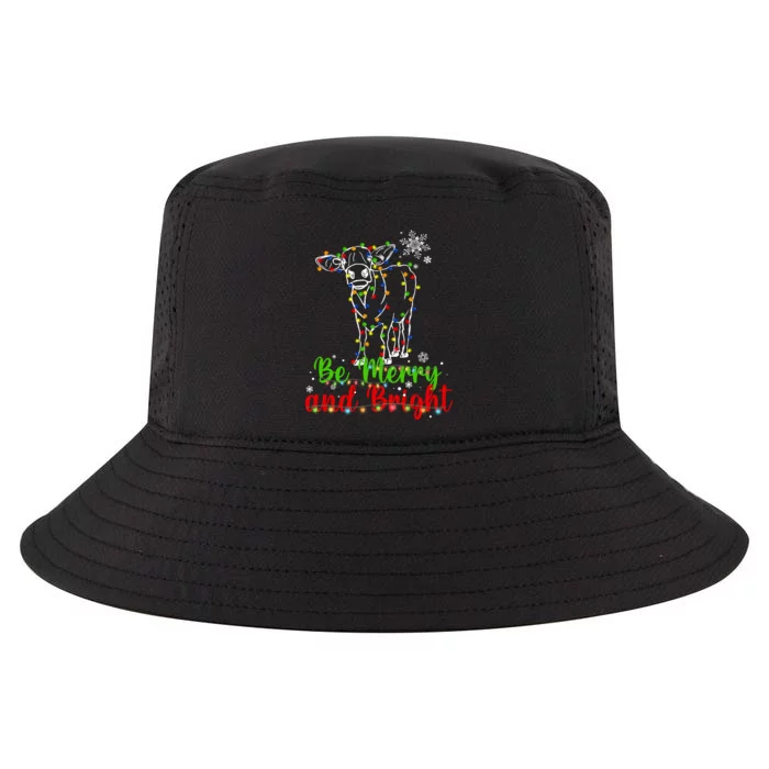 Be Merry And Right Cow Reindeer Christmas Lights Cow Cool Comfort Performance Bucket Hat