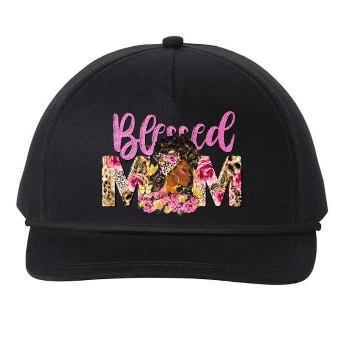 Blessed Mom Afro Woman Black Woman Floral Mom Mothers Day Snapback Five-Panel Rope Hat