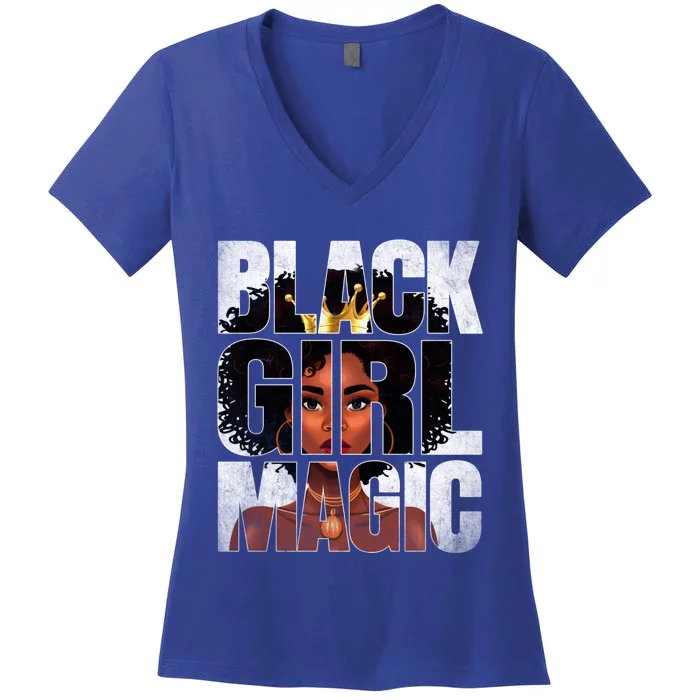 Black Magic Afro Juneteenth African American Gift Women's V-Neck T-Shirt