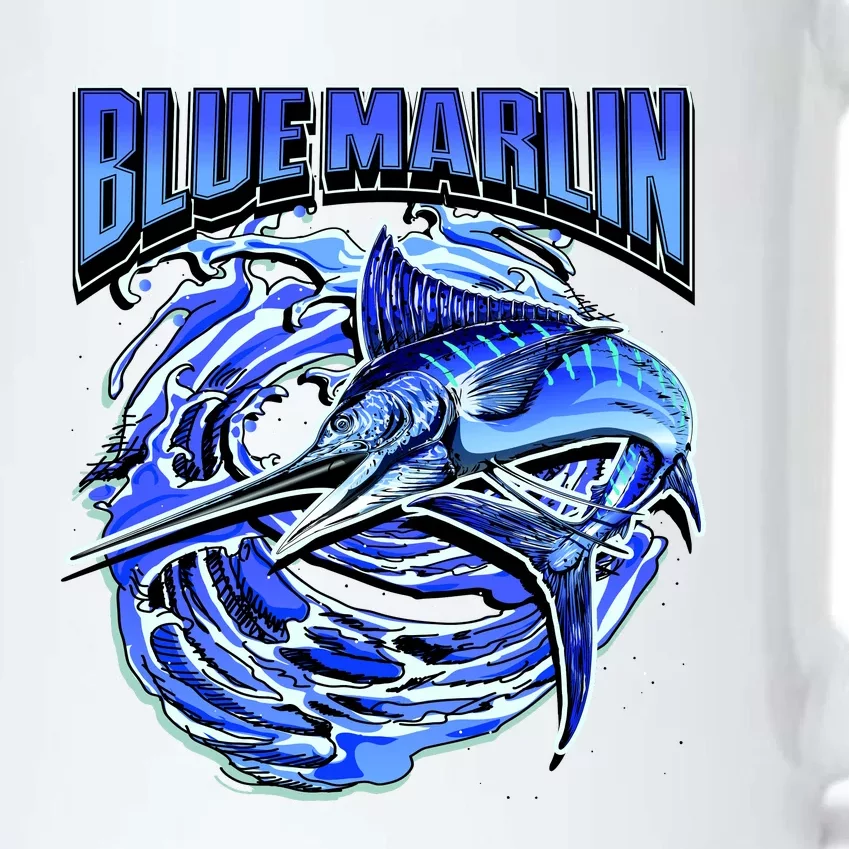 Blue Marlin Action Shot Fishing Black Color Changing Mug