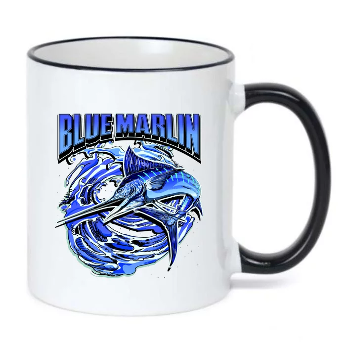 Blue Marlin Action Shot Fishing Black Color Changing Mug