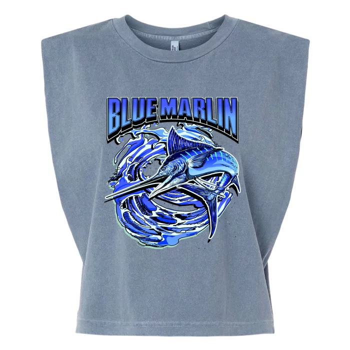 Blue Marlin Action Shot Fishing Garment-Dyed Women's Muscle Tee