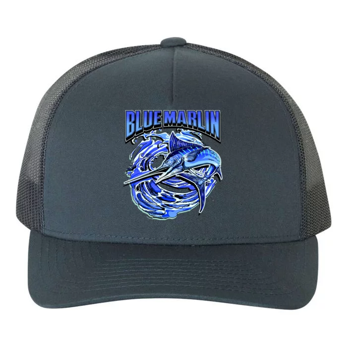 Blue Marlin Action Shot Fishing Yupoong Adult 5-Panel Trucker Hat