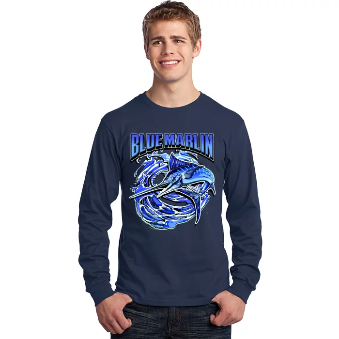 Blue Marlin Action Shot Fishing Long Sleeve Shirt