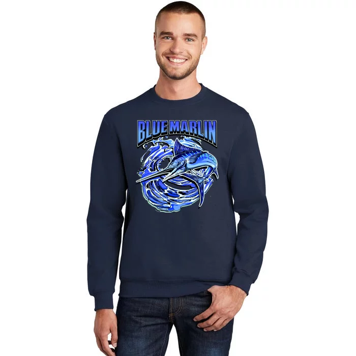 Blue Marlin Action Shot Fishing Tall Sweatshirt