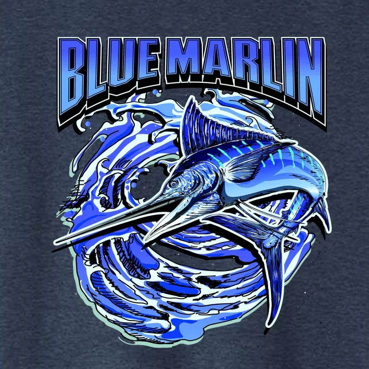 Blue Marlin Action Shot Fishing Women's Crop Top Tee