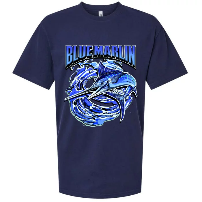 Blue Marlin Action Shot Fishing Sueded Cloud Jersey T-Shirt