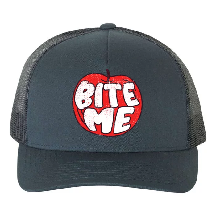 Bite Me Apple Fruit Lover Gift Yupoong Adult 5-Panel Trucker Hat