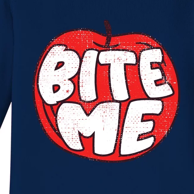 Bite Me Apple Fruit Lover Gift Baby Long Sleeve Bodysuit