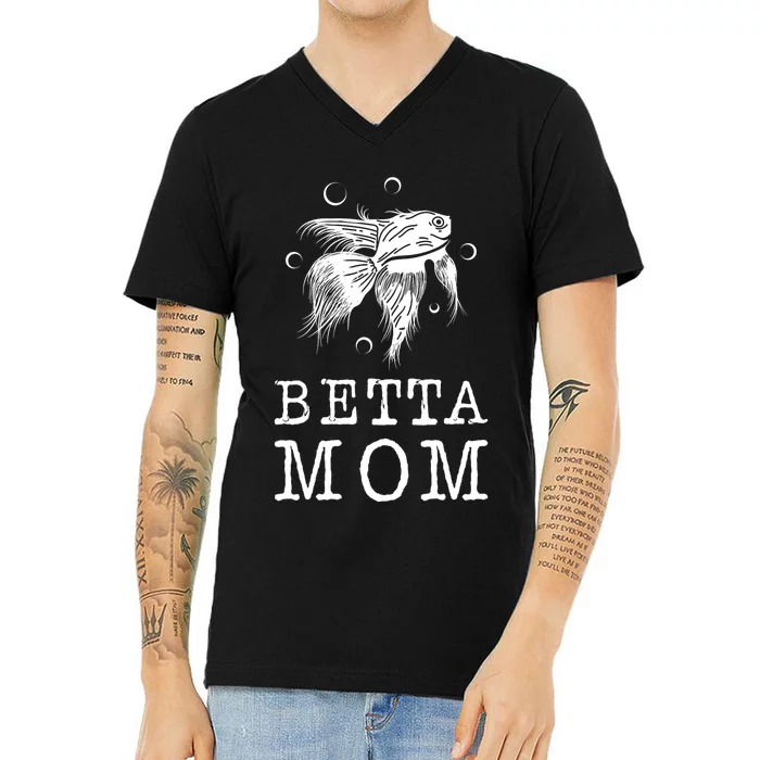 Betta Mom Aquarium Water Fish Breeder Mommy Mother Top Betta V-Neck T-Shirt