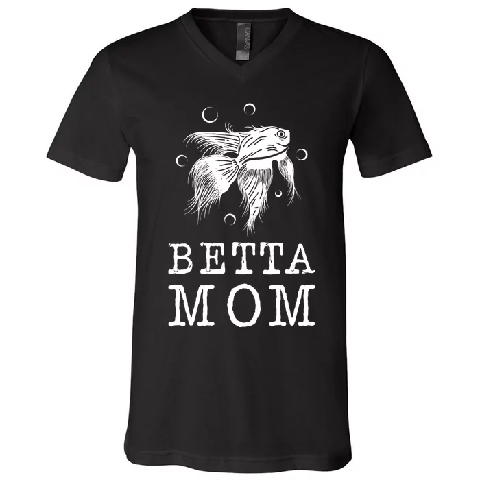 Betta Mom Aquarium Water Fish Breeder Mommy Mother Top Betta V-Neck T-Shirt