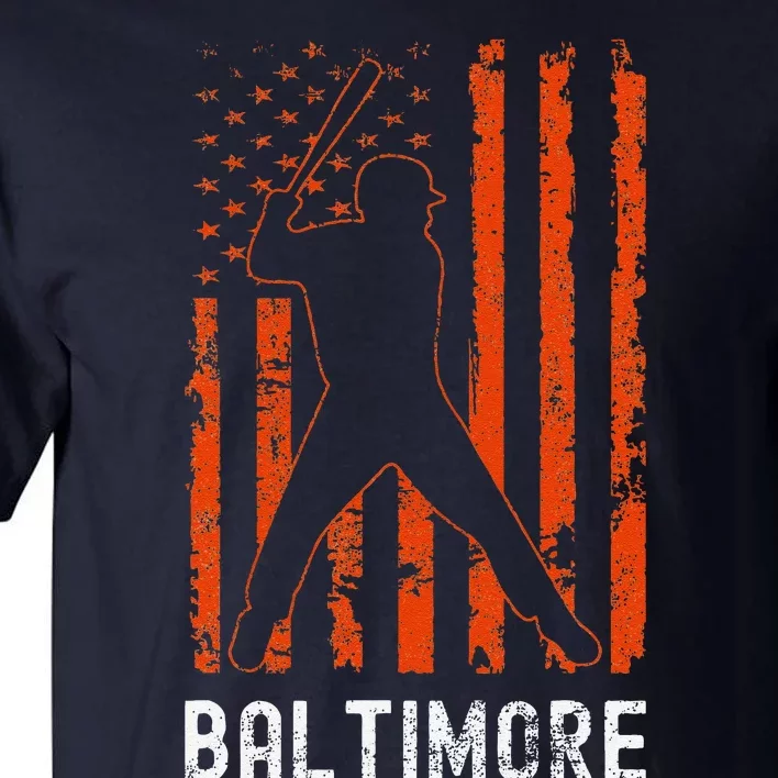 Baltimore Maryland American Flag Baseball Weathered Tall T-Shirt