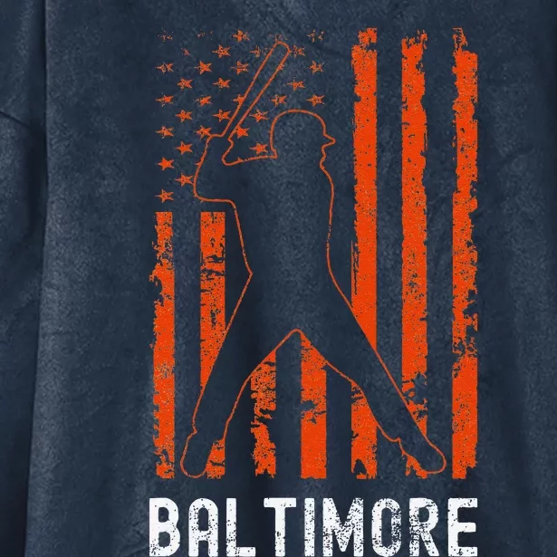 Baltimore Maryland American Flag Baseball Weathered Hooded Wearable Blanket