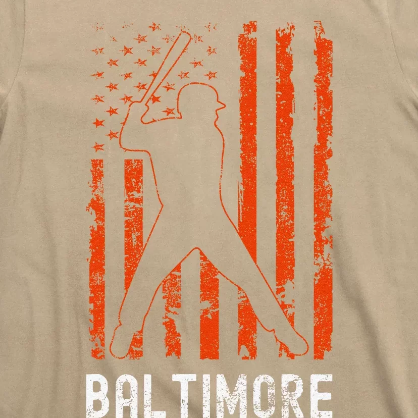 Baltimore Maryland American Flag Baseball Weathered T-Shirt