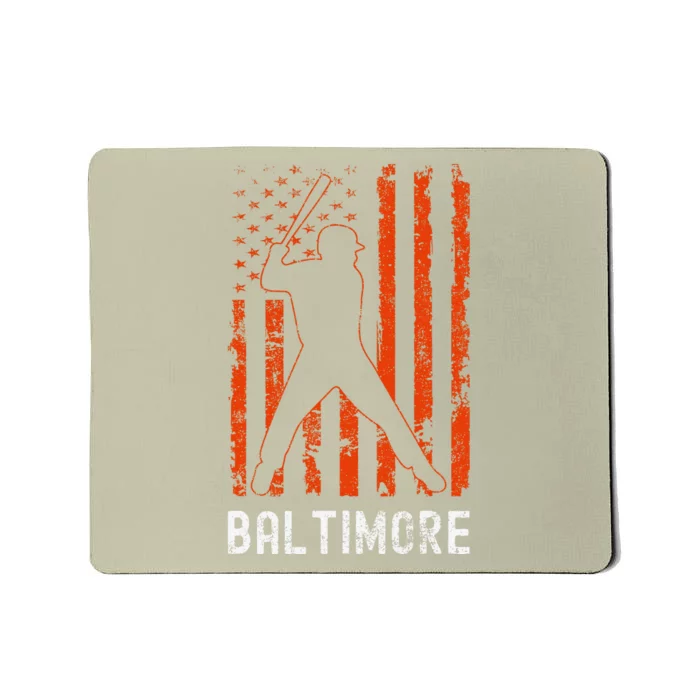 Baltimore Maryland American Flag Baseball Weathered Mousepad