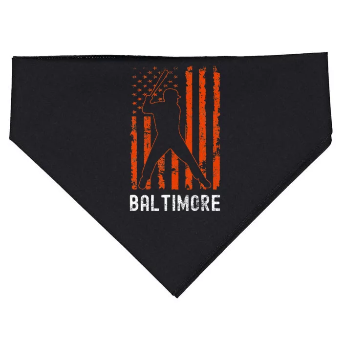 Baltimore Maryland American Flag Baseball Weathered USA-Made Doggie Bandana