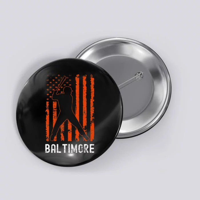 Baltimore Maryland American Flag Baseball Weathered Button