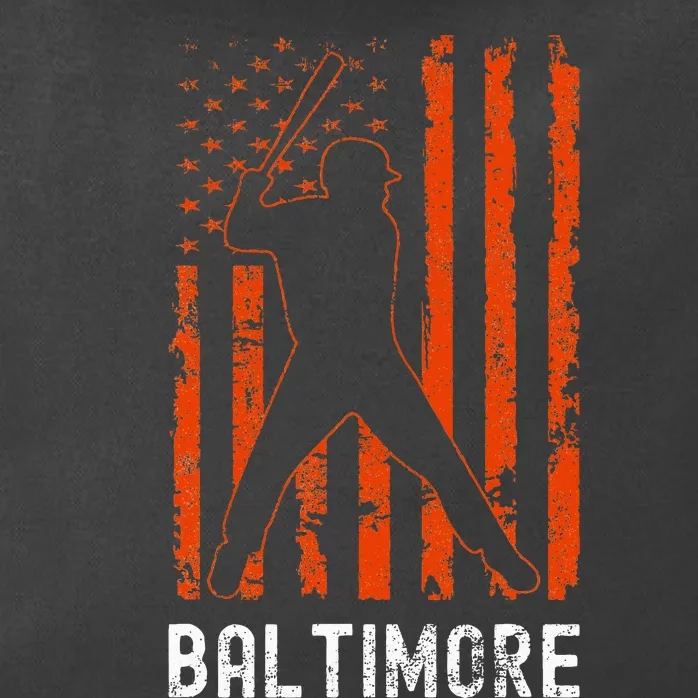 Baltimore Maryland American Flag Baseball Weathered Zip Tote Bag