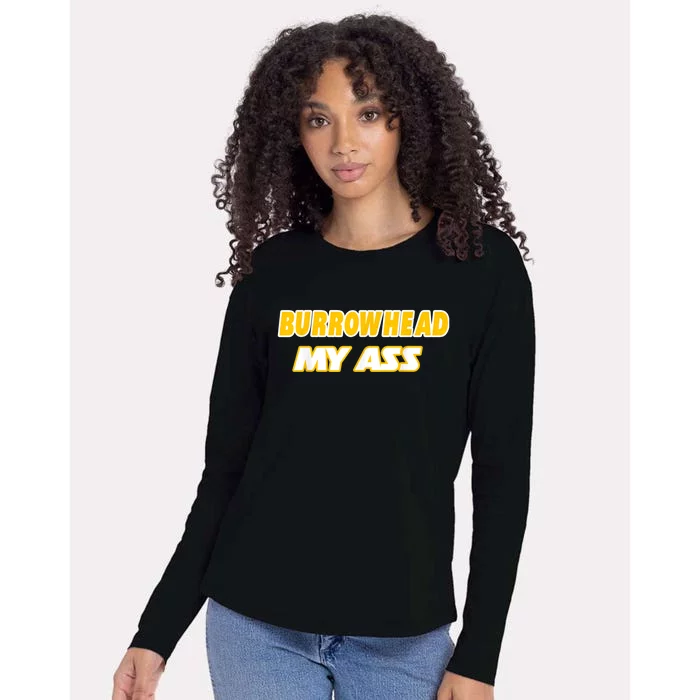 Burrowhead My Ass Funny Football Fan Tailgate Design Womens Cotton Relaxed Long Sleeve T-Shirt