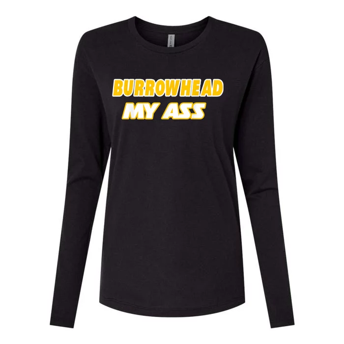 Burrowhead My Ass Funny Football Fan Tailgate Design Womens Cotton Relaxed Long Sleeve T-Shirt