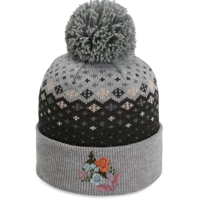 Botanical Moths And Night Flowers The Baniff Cuffed Pom Beanie