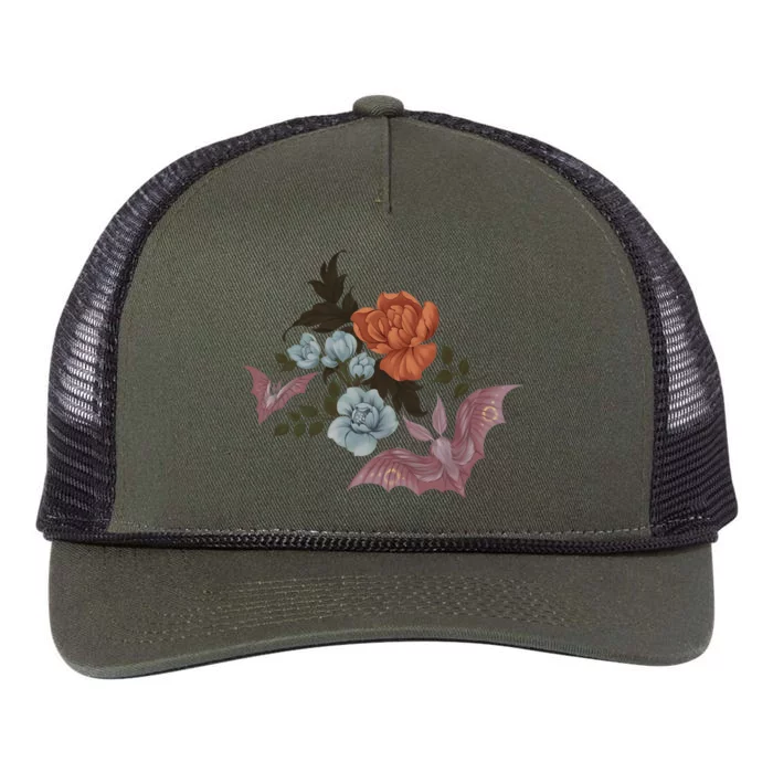 Botanical Moths And Night Flowers Retro Rope Trucker Hat Cap