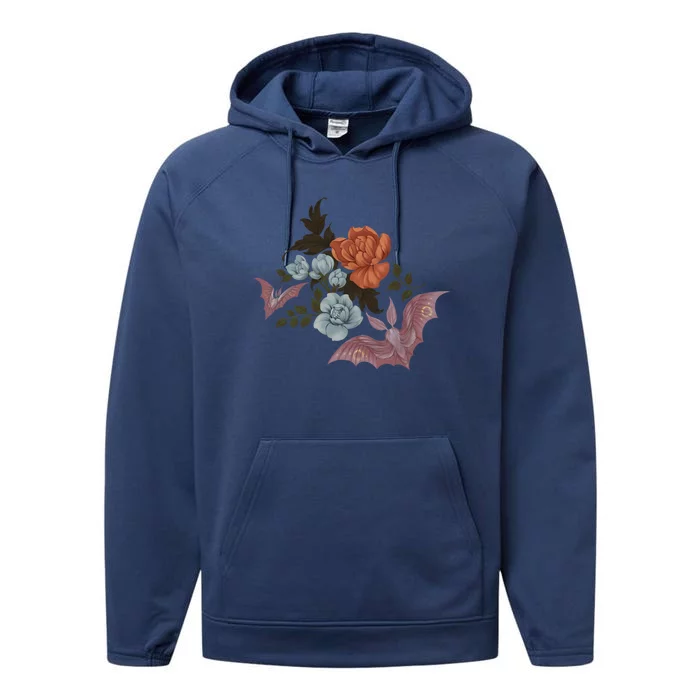 Botanical Moths And Night Flowers Performance Fleece Hoodie