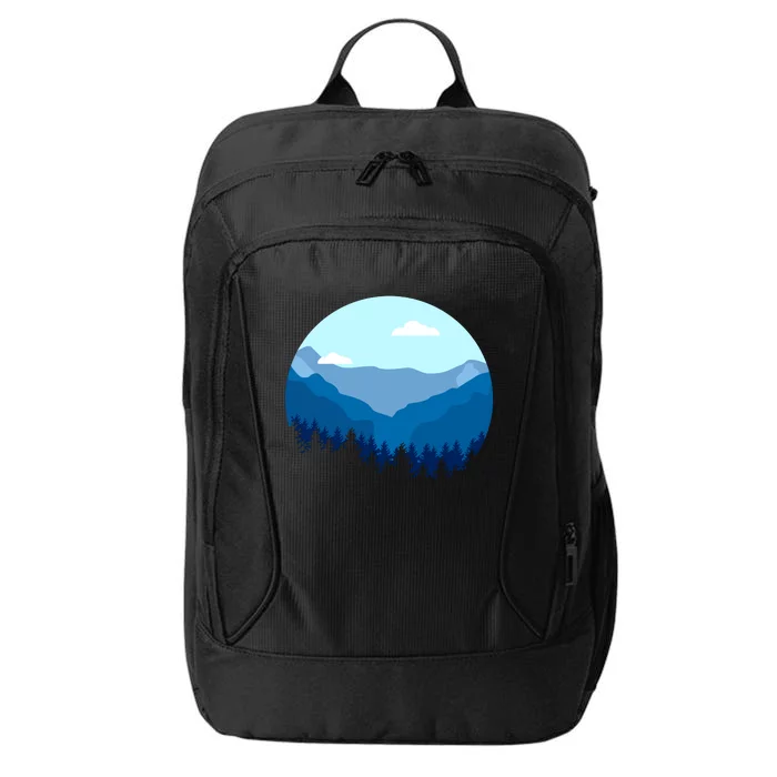 Blue Mountain And Forest Scene Silhouette City Backpack