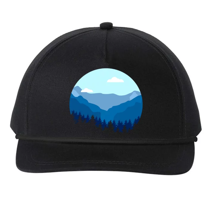 Blue Mountain And Forest Scene Silhouette Snapback Five-Panel Rope Hat