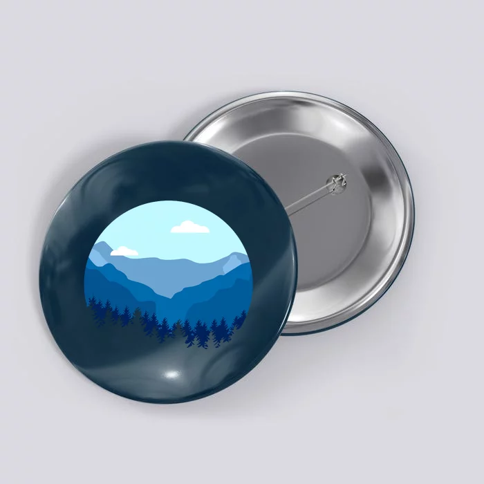 Blue Mountain And Forest Scene Silhouette Button