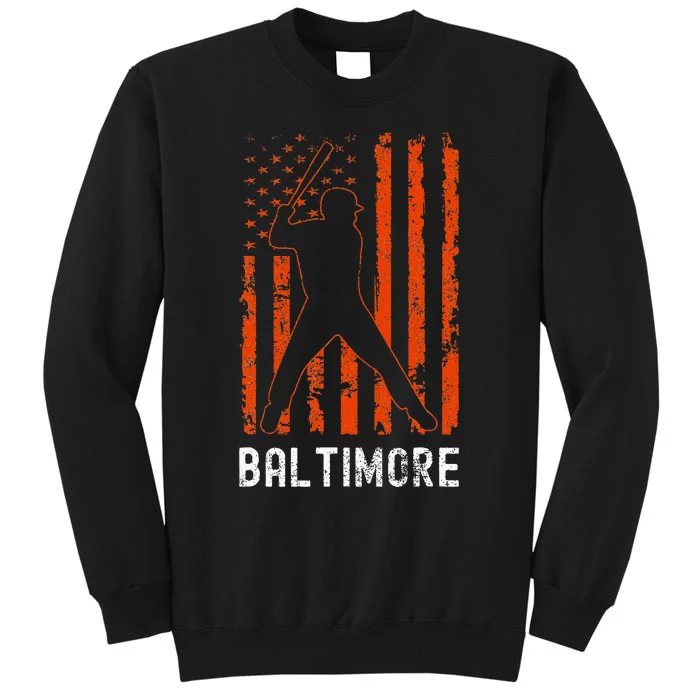 Baltimore Maryland American Flag Baseball Weathered Sweatshirt