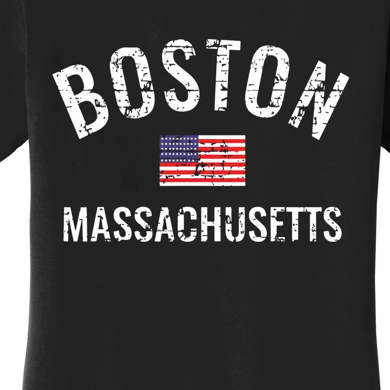 Boston Massachusetts American Flag Women's T-Shirt