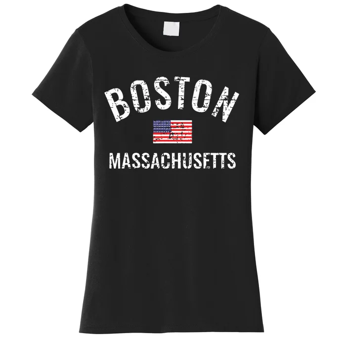 Boston Massachusetts American Flag Women's T-Shirt