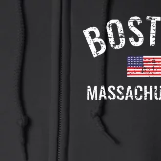 Boston Massachusetts American Flag Full Zip Hoodie