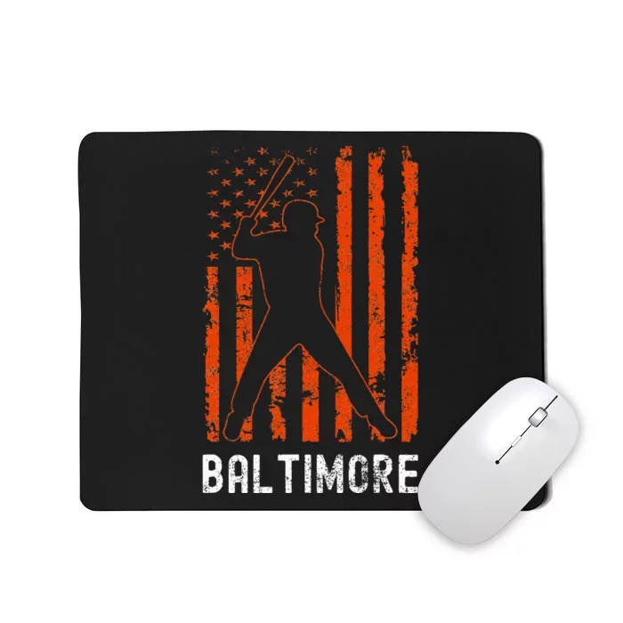 Baltimore Maryland American Flag Baseball Weathered Mousepad