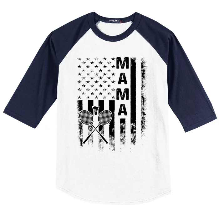 Badminton Mama American Flag Vintage Christmas Xmas Great Gift Baseball Sleeve Shirt