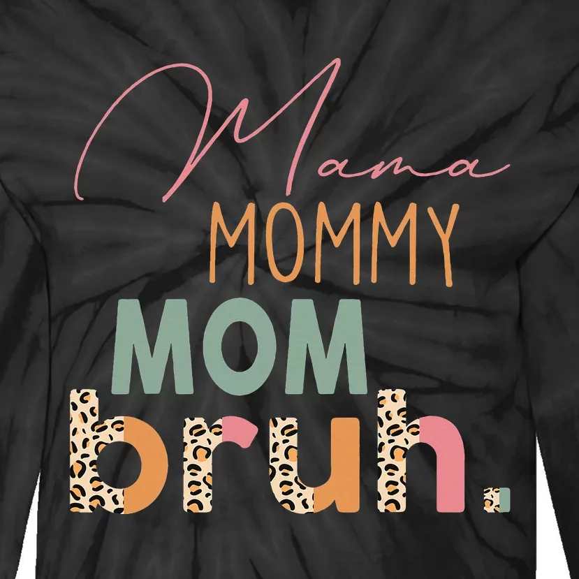 bruh Mommy And Me Leopard Mother's Day Tie-Dye Long Sleeve Shirt