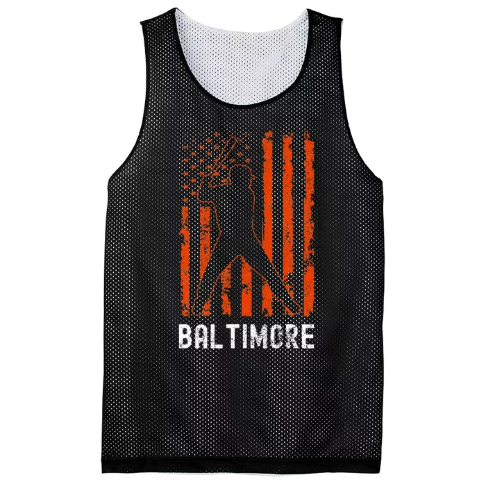 Baltimore Maryland American Flag Baseball Weathered Mesh Reversible Basketball Jersey Tank