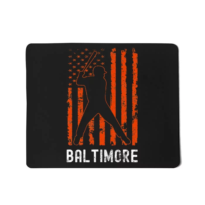 Baltimore Maryland American Flag Baseball Weathered Mousepad