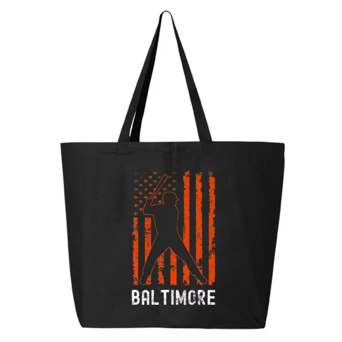 Baltimore Maryland American Flag Baseball Weathered 25L Jumbo Tote