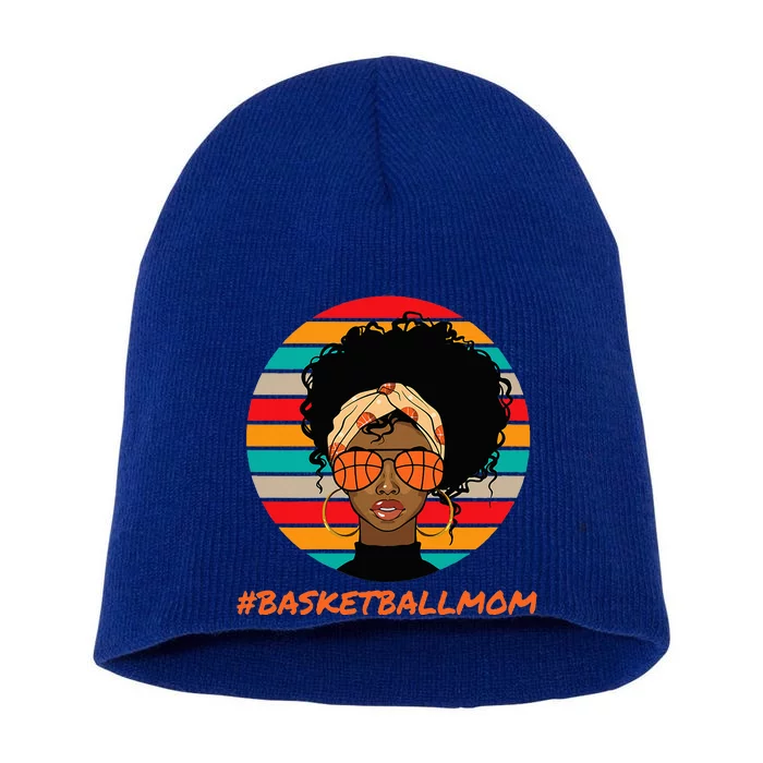 Basketball Mom Black Women African American Afro Short Acrylic Beanie