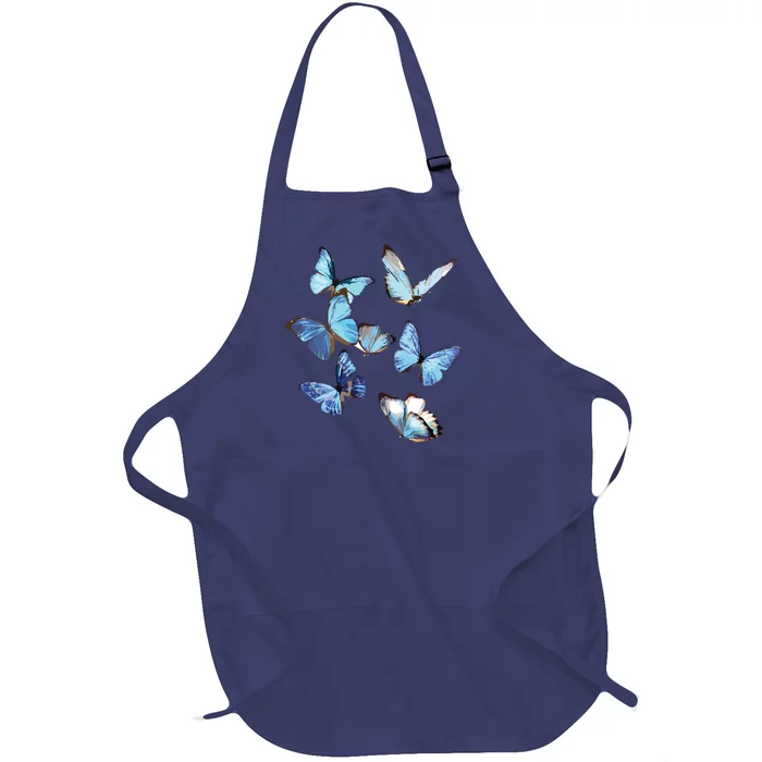 Blue Morpho Butterfly Swarm Lepidoptera Entomology Full-Length Apron With Pocket