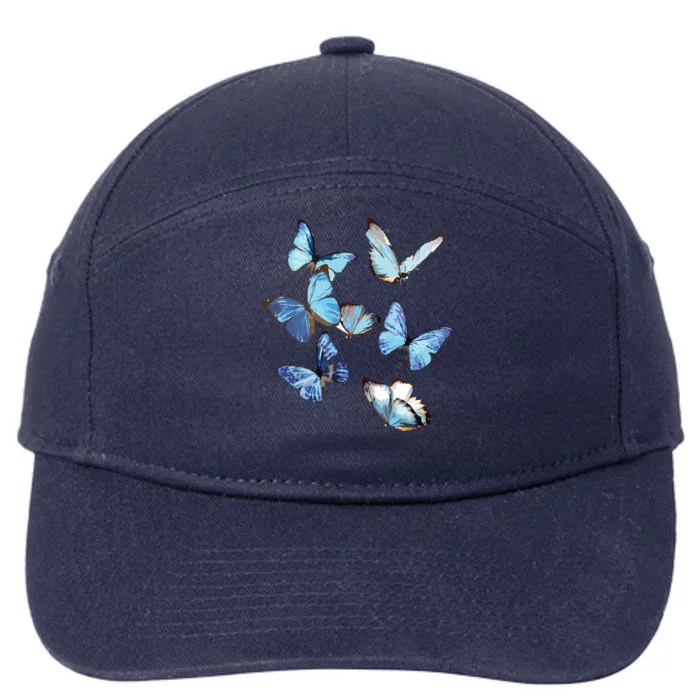 Blue Morpho Butterfly Swarm Lepidoptera Entomology 7-Panel Snapback Hat