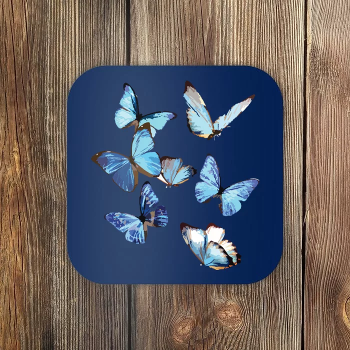 Blue Morpho Butterfly Swarm Lepidoptera Entomology Coaster